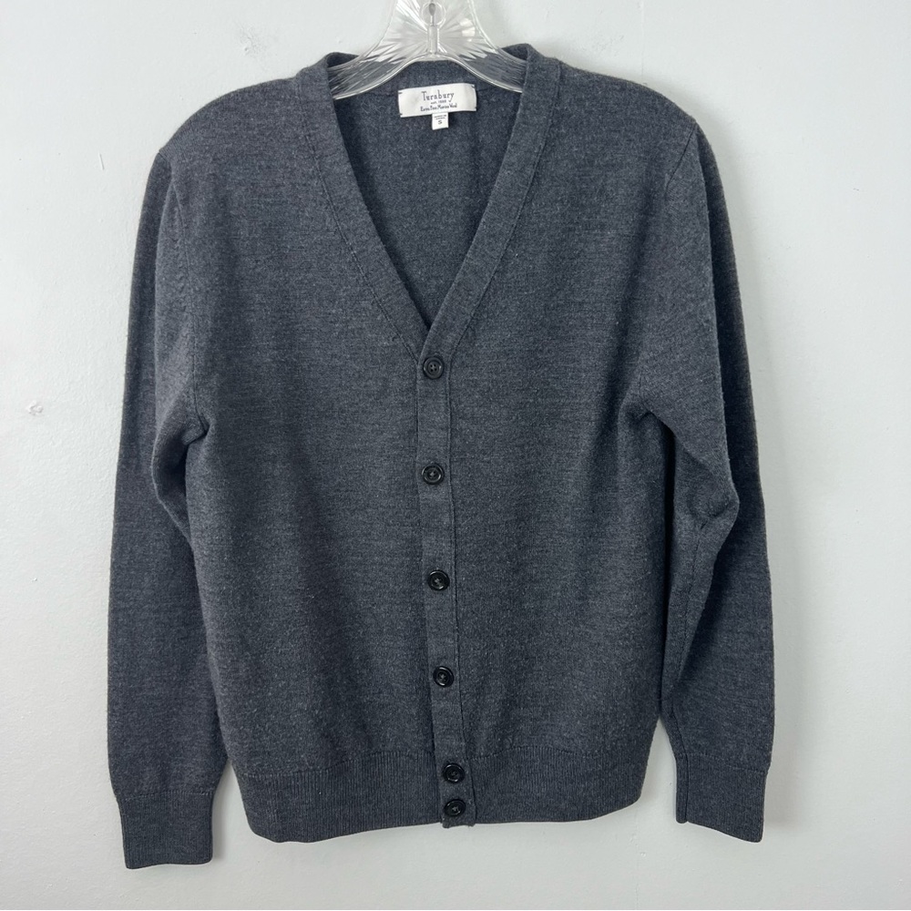Turnbury 100% Merino Wool Gray Cardigan Sweater
